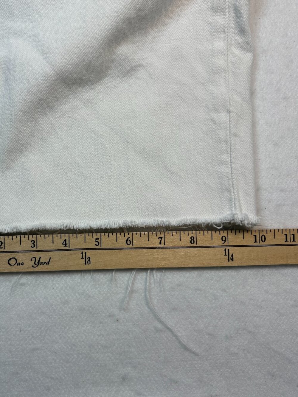 H&M White High Rise Wide Leg Cropped Jeans Raw Hem Coastal Minimalist Boho Sz 4 - Picture 6 of 7